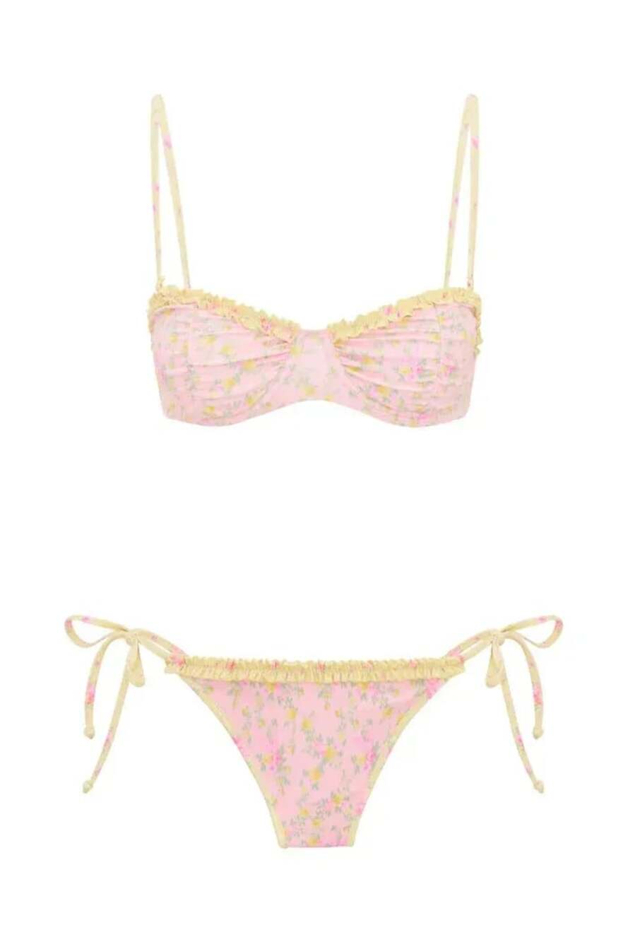 LoveShackFancy Tallie Bikini Set in Strawberry Lemonade
